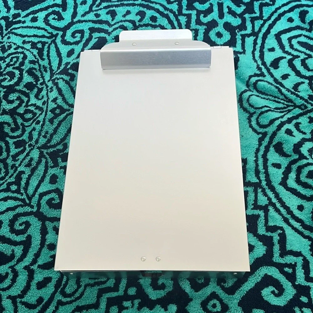 Sleek Silver Metal Clipboard with 2 compartments